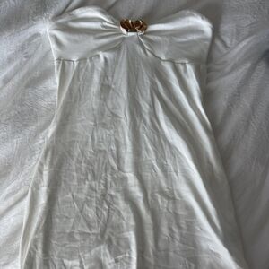 SHEIN Cream Strapless Top with Gold Heart Detail
